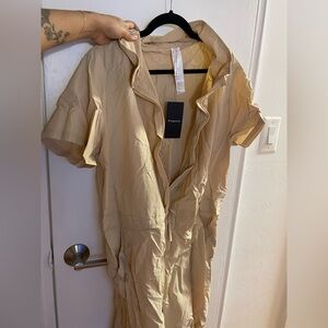 Beige Short Sleeve Jumpsuit